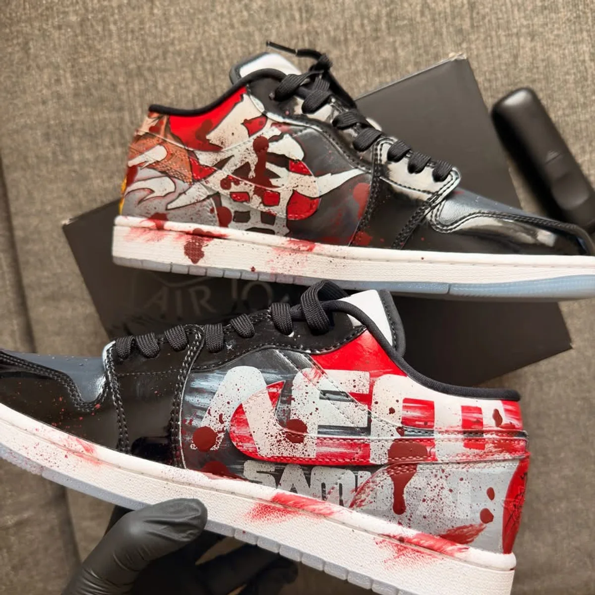 Afro Samurai Resurrection 1s — custom Air Jordan 1 Low by Paint The Sky Red — angle 2